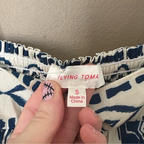 NWOT Flying Tomato Boho Rhythm Tank and Maxi Skirt Set Womens Blue Cream Boho - Picture 4 of 11